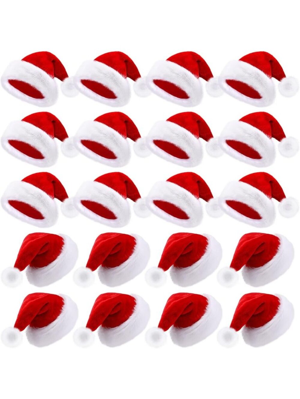 Bulk Santa Hats for Adults - 20 Pcs Classic Red Holiday Costume Accessories